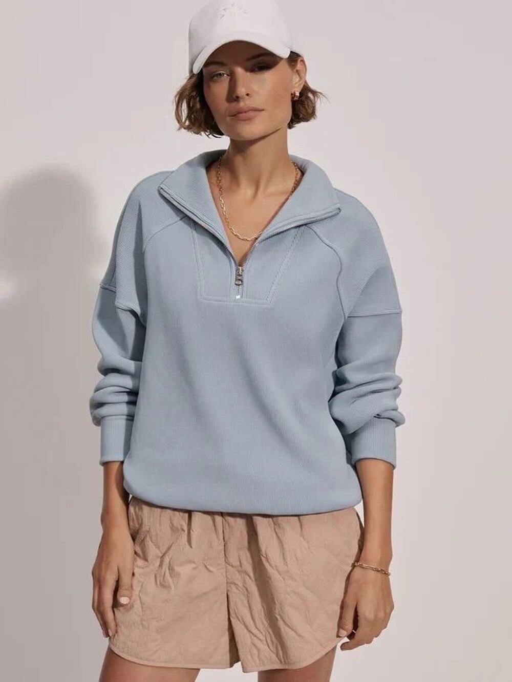 Varley Half Zip Pullover Sweatshirt Blue Gray Size Small